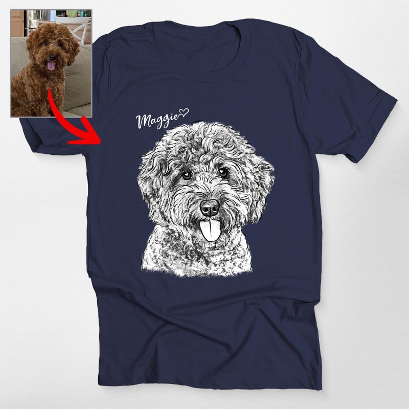 Custom Hand-Drawn Dog Sketch Bella Canvas Shirt for Dog Lovers - Pawarts