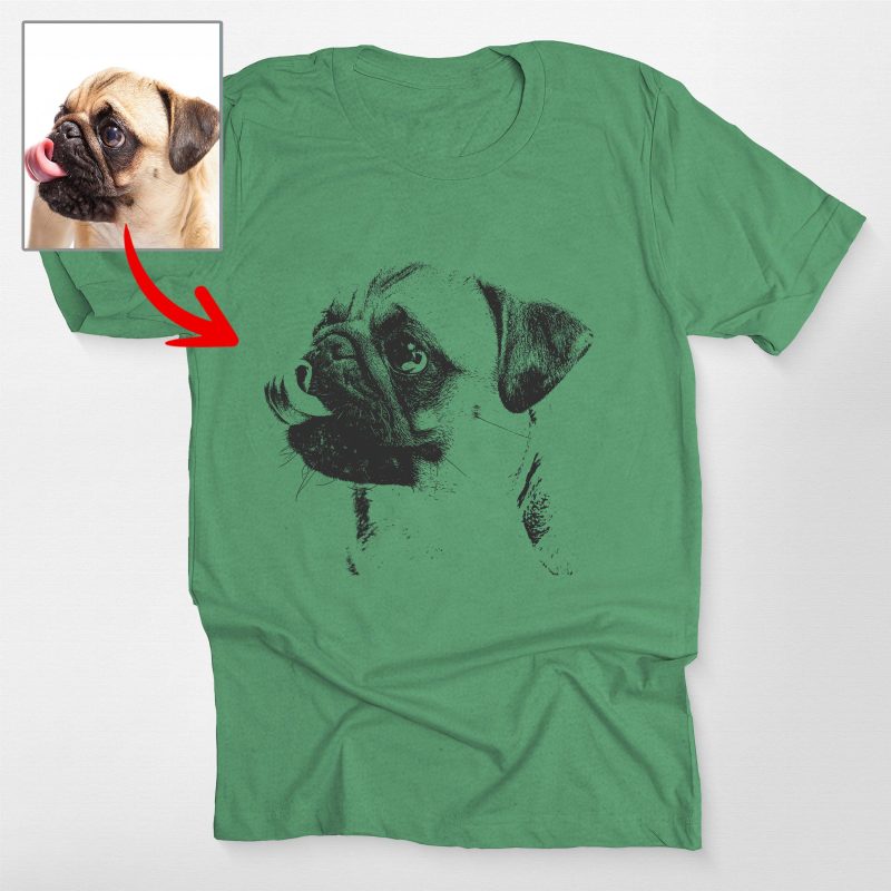 Sketch Custom Dog Portrait Bella Canvas T-Shirt for Dog Lovers - Pawarts