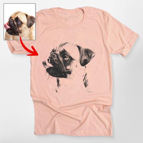 Sketch Custom Dog Portrait Bella Canvas T-Shirt for Dog Lovers - Pawarts