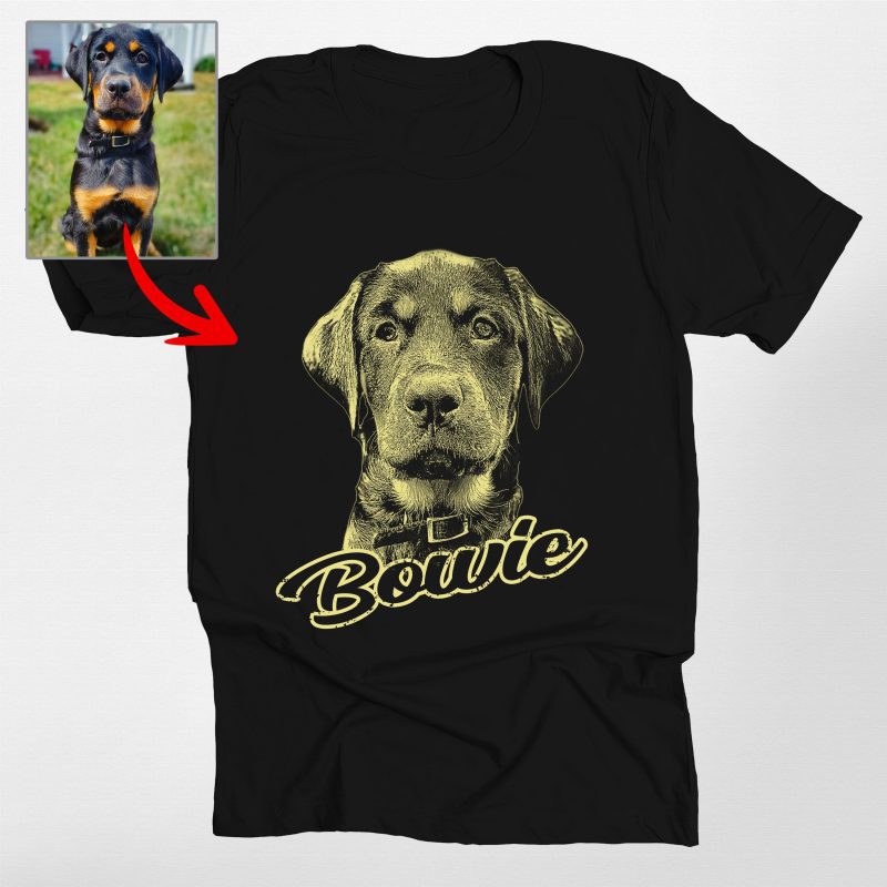 Sketch Custom Dog Portrait Bella Canvas T-Shirt for Dog Lovers - Pawarts