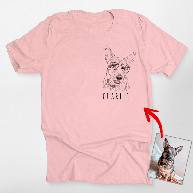 Pawarts | Cute Personalized Dog Portrait Left Chest T-shirt - Pawarts