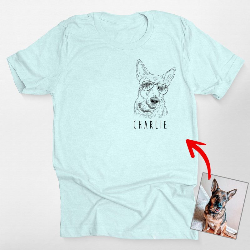 Pawarts | Cute Personalized Dog Portrait Left Chest T-shirt - Pawarts