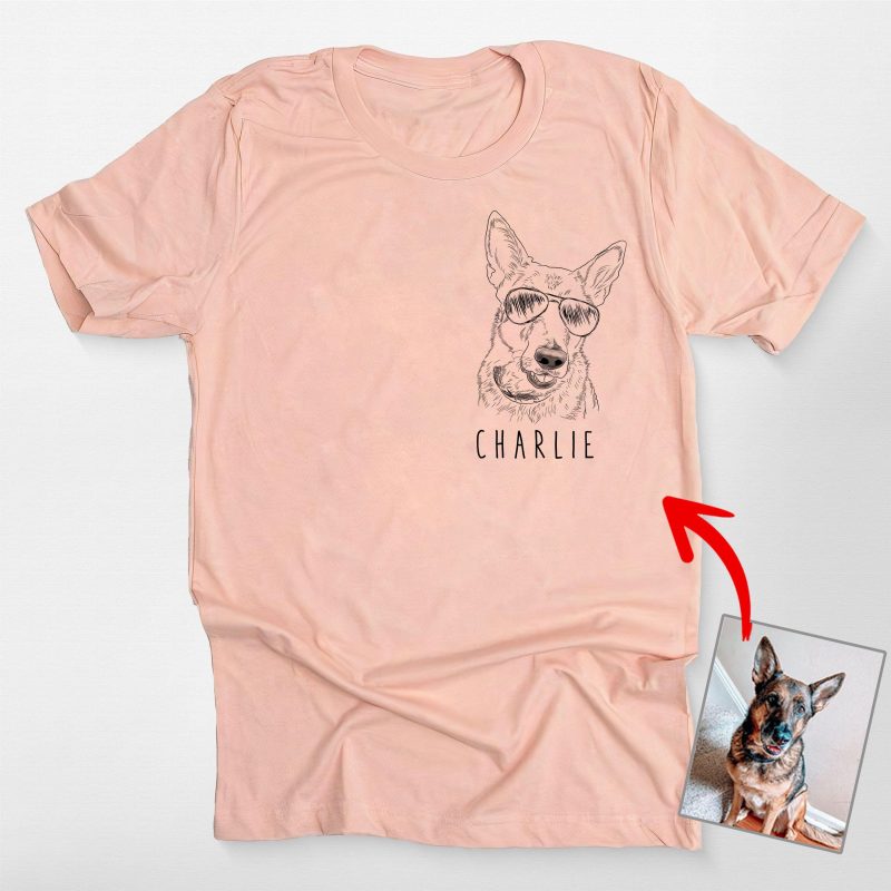 Pawarts | Cute Personalized Dog Portrait Left Chest T-shirt - Pawarts