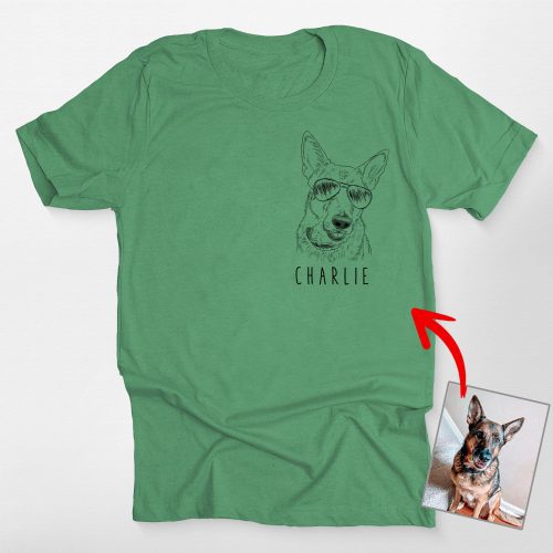 Pawarts | Cute Personalized Dog Portrait Left Chest T-shirt - Pawarts