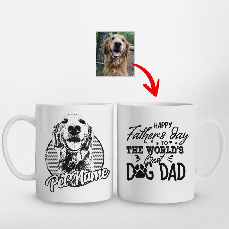 Pawarts | Happy Father's Day Custom Dog Photo Mug For Best Dog Dad - Pawarts