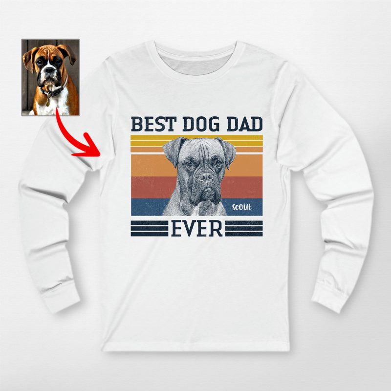 Amazing Best Dog Dad Custom Dog Bella Canvas Long Sleeve Shirt - Pawarts