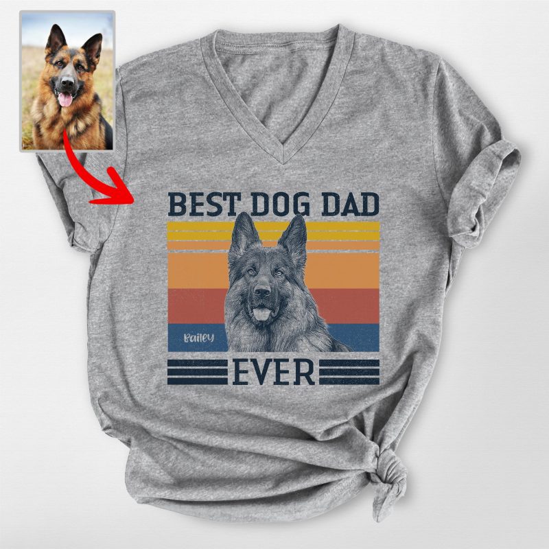 Amazing Best Dog Dad Custom Dog Bella Canvas V-neck Shirt - Pawarts