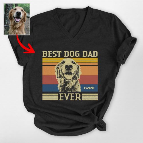 Amazing Best Dog Dad Custom Dog Bella Canvas V-neck Shirt - Pawarts