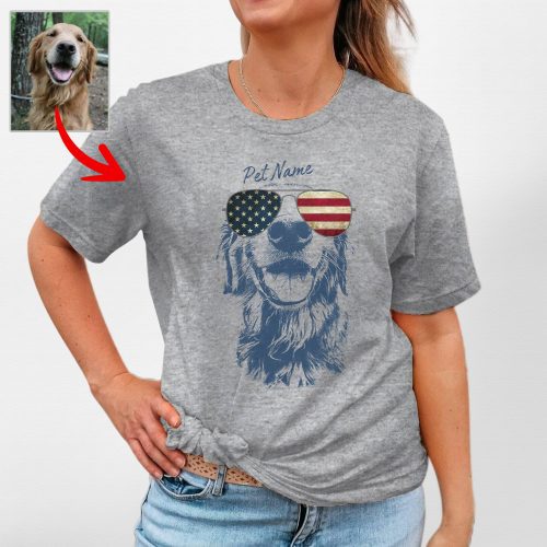 Pawarts - [Surprise Gift for Independence Day] Custom Dog T-Shirt For Dog Mom - Pawarts