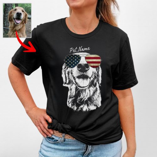 Pawarts - [Surprise Gift for Independence Day] Custom Dog T-Shirt For Dog Mom - Pawarts