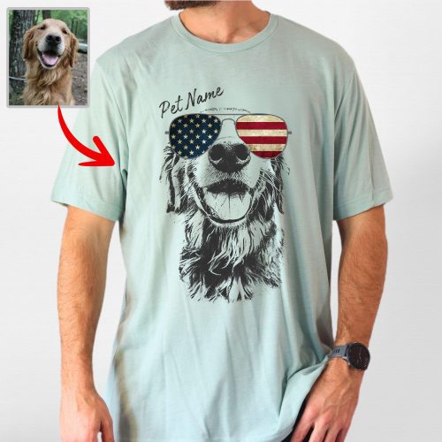 Pawarts - [Surprise Gift for Independence Day] Custom Dog T-Shirt For Dog Dad - Pawarts