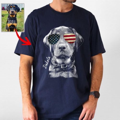 Pawarts - [Surprise Gift for Independence Day] Custom Dog T-Shirt For Dog Dad - Pawarts