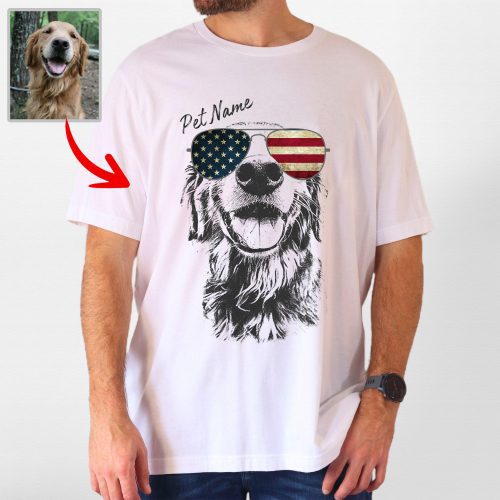 Pawarts - [Surprise Gift for Independence Day] Custom Dog T-Shirt For Dog Dad - Pawarts