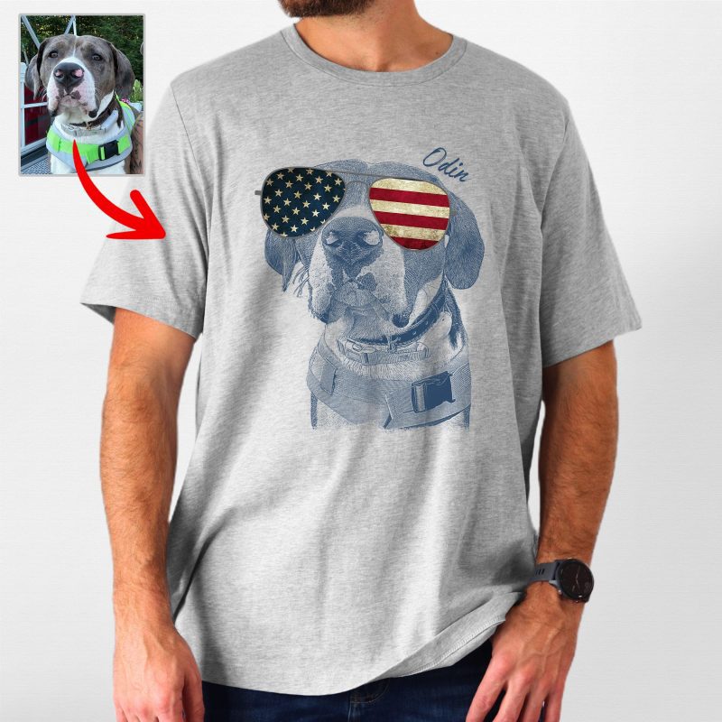 Pawarts - [Surprise Gift for Independence Day] Custom Dog T-Shirt For Dog Dad - Pawarts