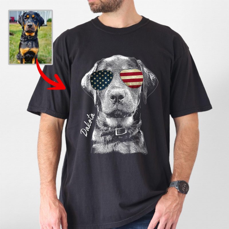 Pawarts - [Surprised Gift for Independence Day] Custom Dog Comfort Colors T-Shirt For Dog Dad - Pawarts