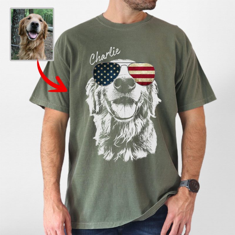 Pawarts - [Surprised Gift for Independence Day] Custom Dog Comfort Colors T-Shirt For Dog Dad - Pawarts