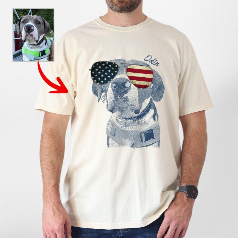 Pawarts - [Surprised Gift for Independence Day] Custom Dog Comfort Colors T-Shirt For Dog Dad - Pawarts