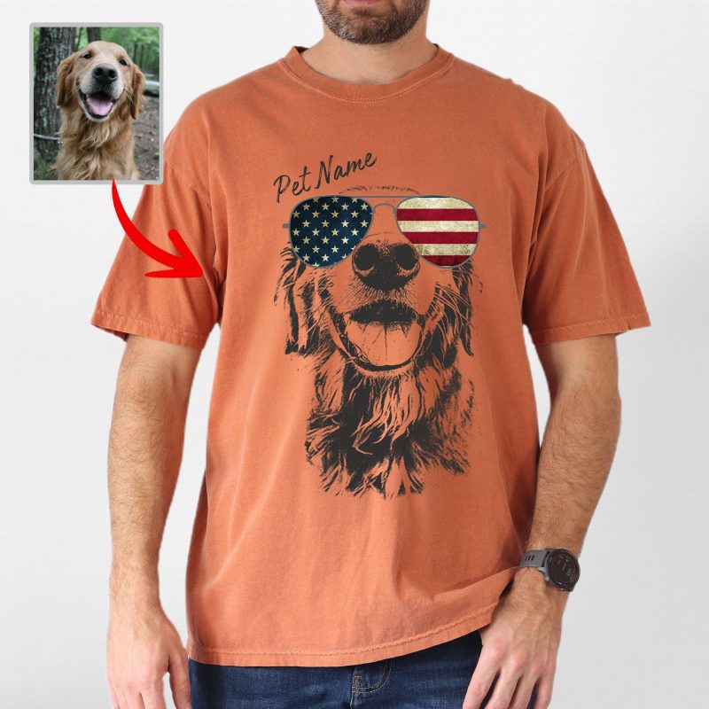 Pawarts - [Surprised Gift for Independence Day] Custom Dog Comfort Colors T-Shirt For Dog Dad - Pawarts