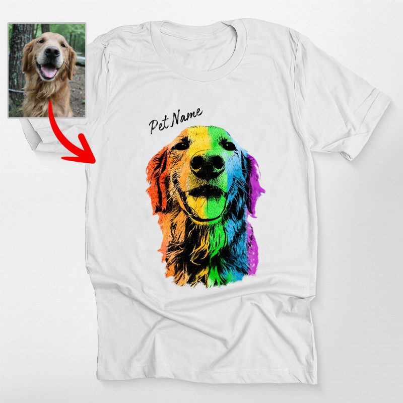 Pawarts | Great Personalized Rainbow Dog Portrait T-shirt - Pawarts