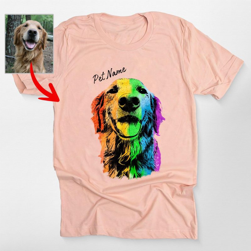 Pawarts | Great Personalized Rainbow Dog Portrait T-shirt - Pawarts