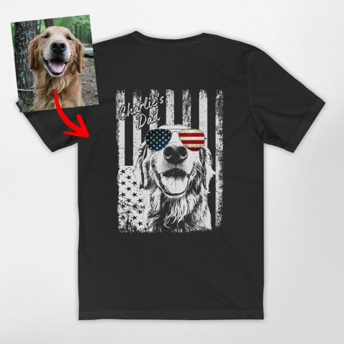 Custom Dog Independence Day Shirt - Back Print with American Flag - Pawarts