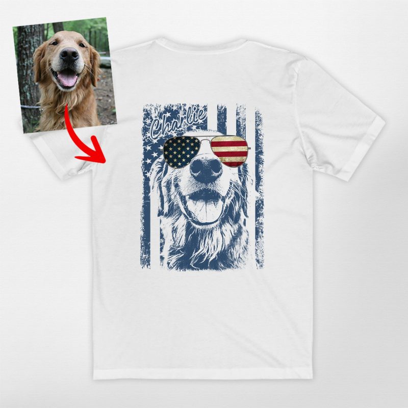 Custom Dog Independence Day Shirt - Back Print with American Flag - Pawarts