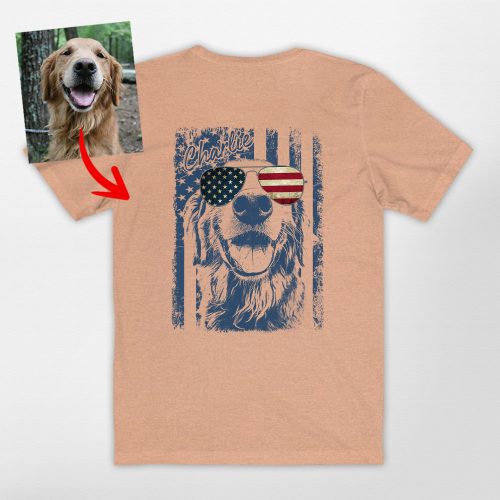 Custom Dog Independence Day Shirt - Back Print with American Flag - Pawarts