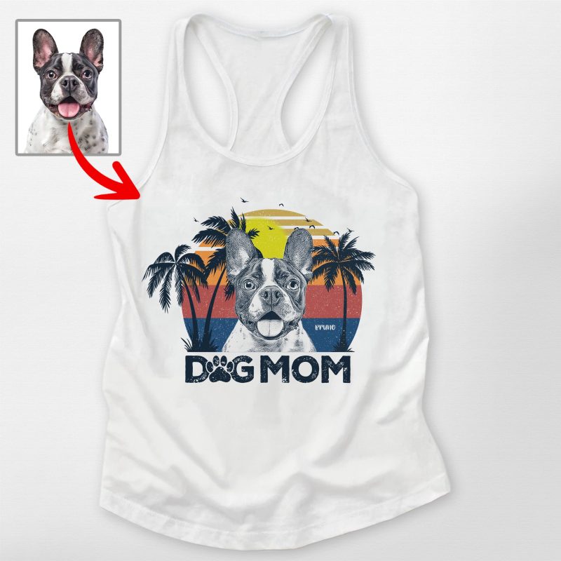 Pawarts | Summer Vibes Customized Dog Portrait Women's Tank Top - Pawarts