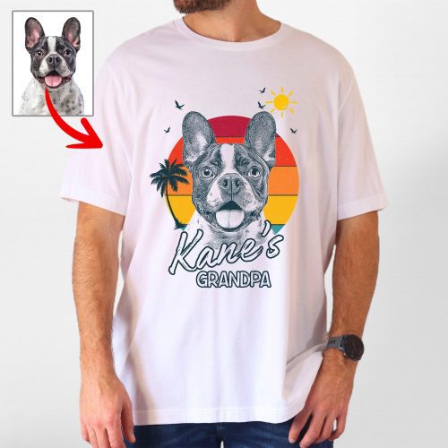 Beach Sunset Custom Dog Photo Style Bella Canvas Shirt for Dog Lovers - Pawarts