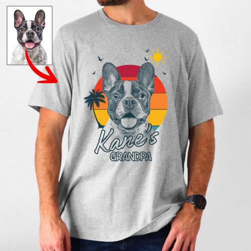 Beach Sunset Custom Dog Photo Style Bella Canvas Shirt for Dog Lovers - Pawarts