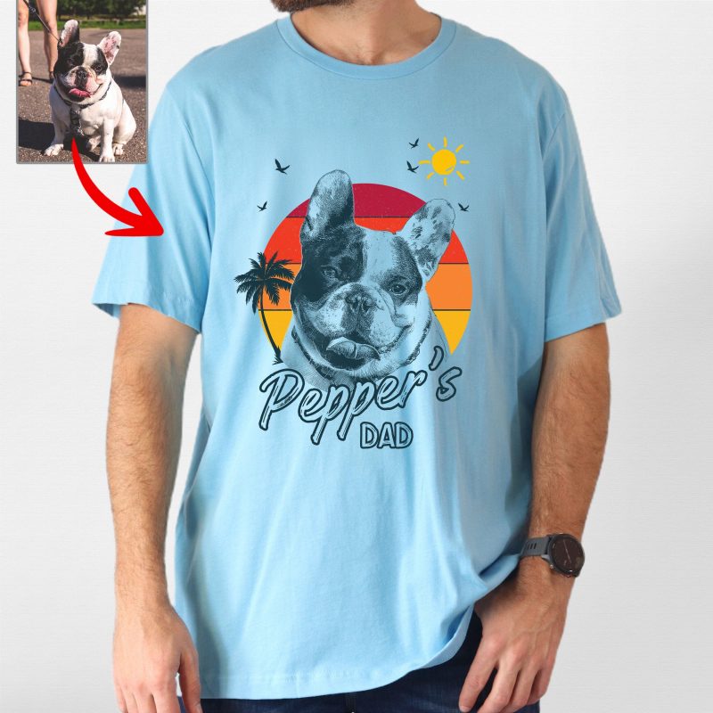 Beach Sunset Custom Dog Photo Style Bella Canvas Shirt for Dog Lovers - Pawarts