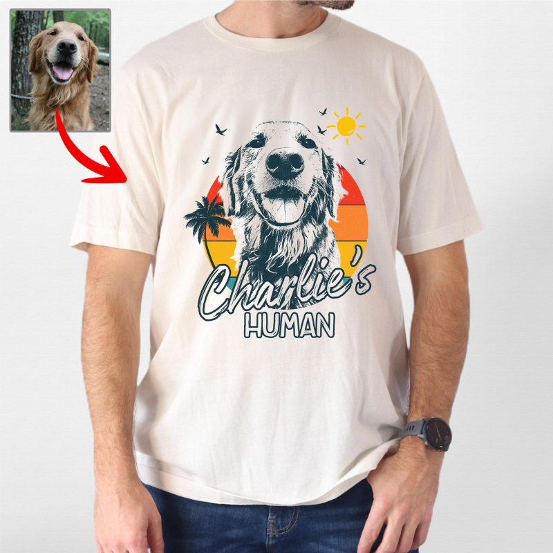 Beach Sunset Custom Dog Photo Style Bella Canvas Shirt for Dog Lovers - Pawarts