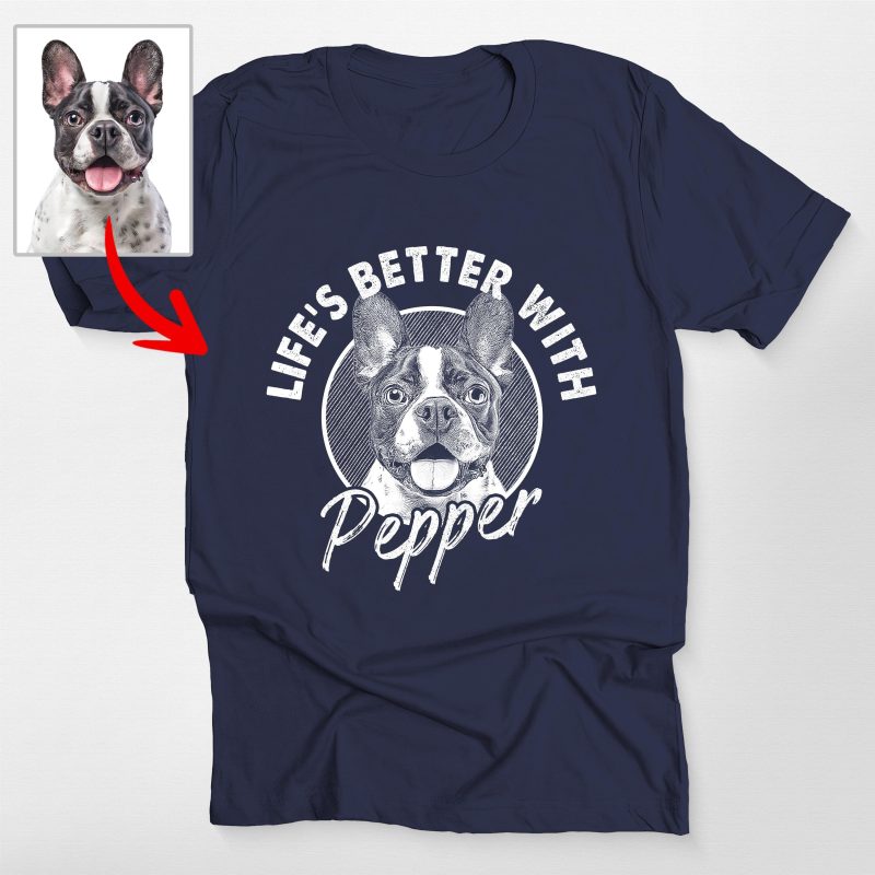 Life's Better With Your Dog Sketch Style Bella Canvas Shirt for Dog Lovers - Pawarts