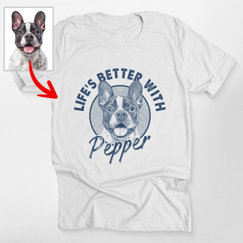 Life's Better With Your Dog Sketch Style Bella Canvas Shirt for Dog Lovers - Pawarts