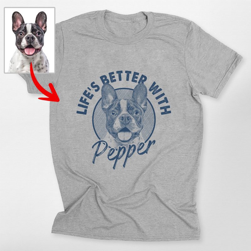 Life's Better With Your Dog Sketch Style Bella Canvas Shirt for Dog Lovers - Pawarts