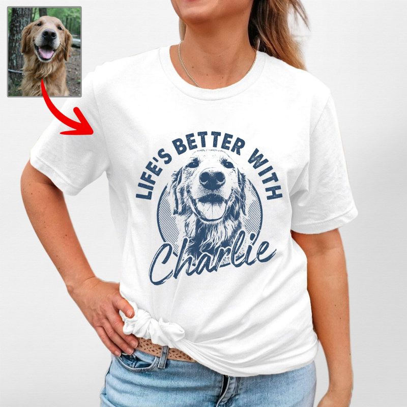 Life’s Better with Dog Custom Bella Canvas T-Shirt For Dog Mom - Pawarts