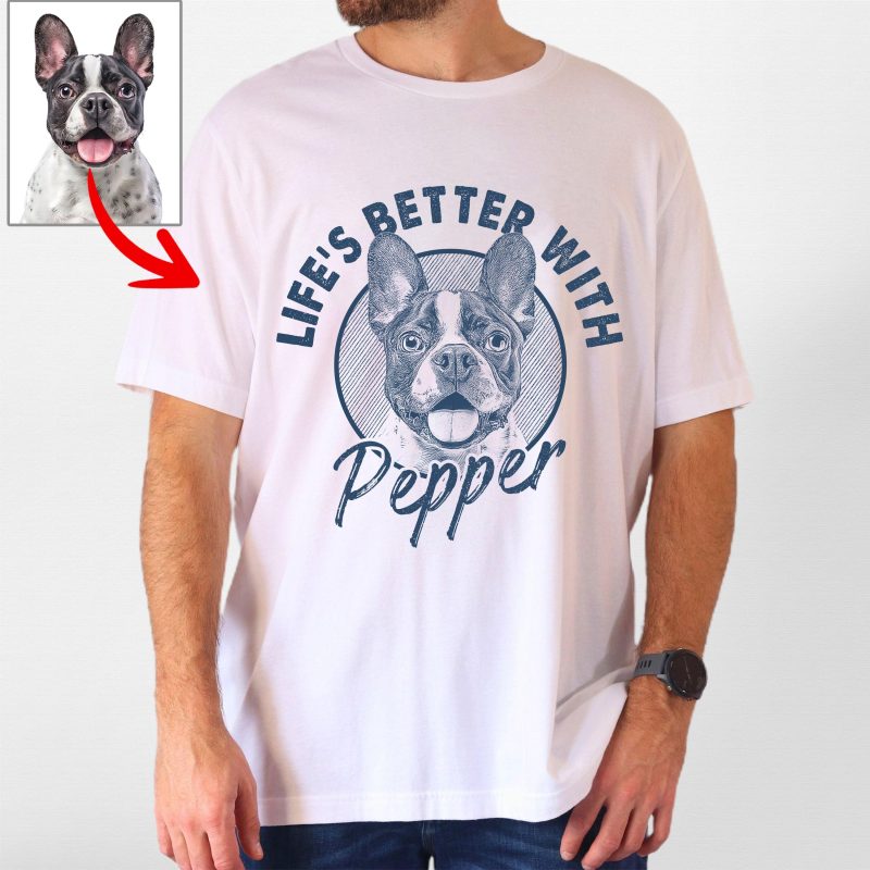 Life’s Better with Dog Custom Bella Canvas T-Shirt For Dog Dads - Pawarts