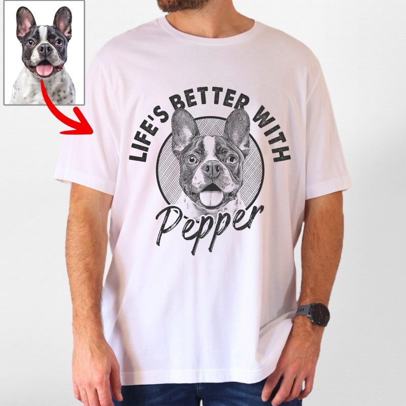 Life’s Better with Dog Custom Bella Canvas T-Shirt For Dog Dads - Pawarts