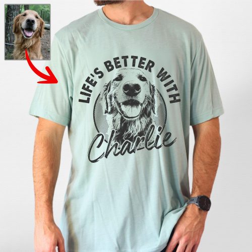 Life’s Better with Dog Custom Bella Canvas T-Shirt For Dog Dads - Pawarts