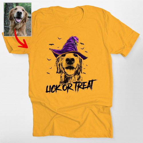 Custom Witch Dog Portrait Halloween T-Shirt for Dog Moms - Pawarts