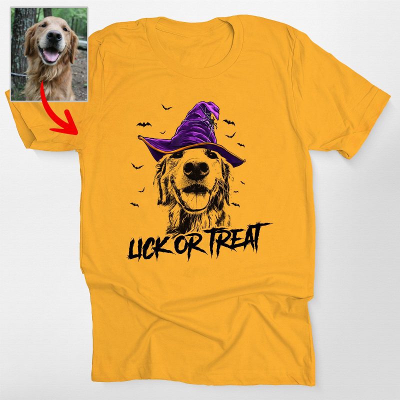 Custom Witch Dog Portrait Halloween T-Shirt for Dog Moms - Pawarts