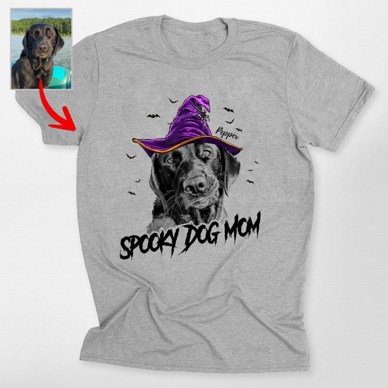 Custom Witch Dog Portrait Halloween T-Shirt for Dog Moms - Pawarts