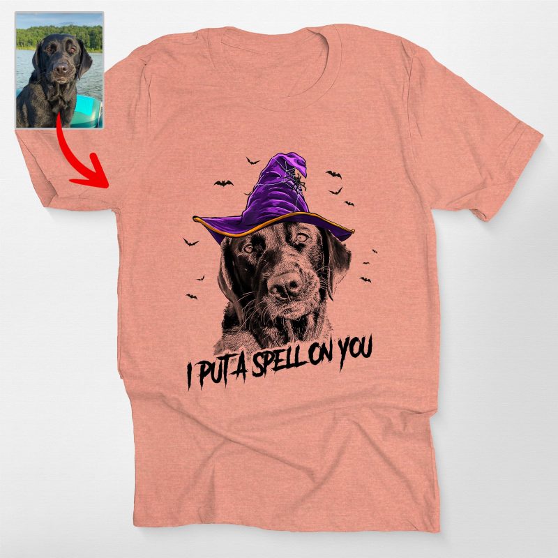 Custom Witch Dog Portrait Halloween T-Shirt for Dog Moms - Pawarts