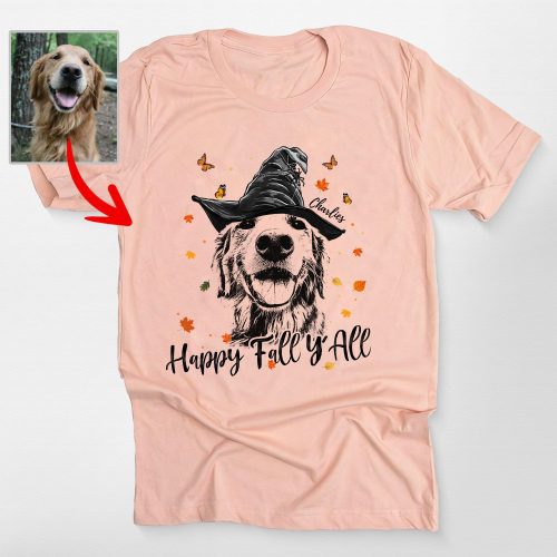 Pawarts | Happy Fall Y'all CustomDog Sketch Unisex T-Shirt Halloween Gift For Dog Lover - Pawarts