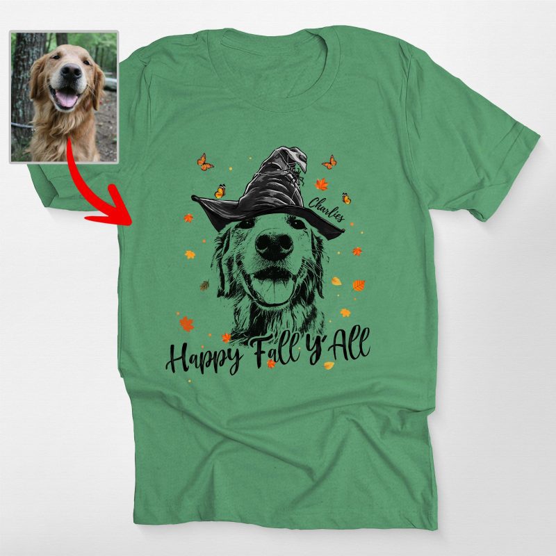 Pawarts | Happy Fall Y'all CustomDog Sketch Unisex T-Shirt Halloween Gift For Dog Lover - Pawarts