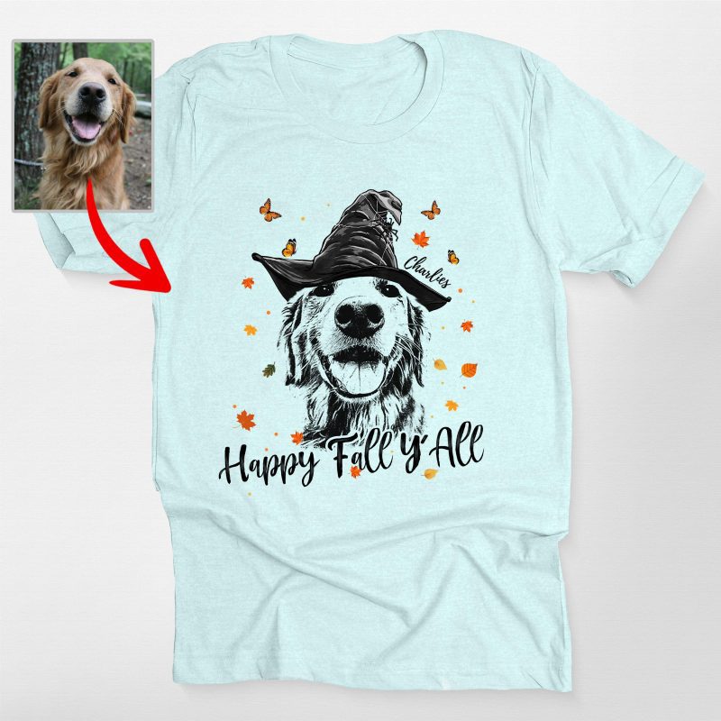 Pawarts | Happy Fall Y'all CustomDog Sketch Unisex T-Shirt Halloween Gift For Dog Lover - Pawarts