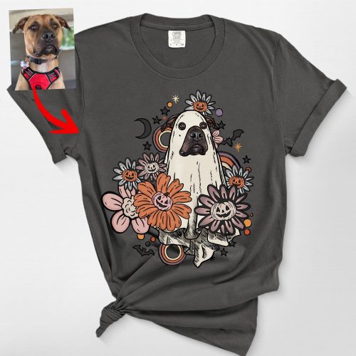 demo 05 - Custom Dog in Ghost Flora Comfort Colors Shirt for Dog Mamas (Copy) - Pawarts