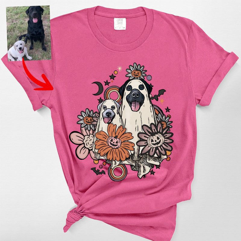 demo 05 - Custom Dog in Ghost Flora Comfort Colors Shirt for Dog Mamas (Copy) - Pawarts