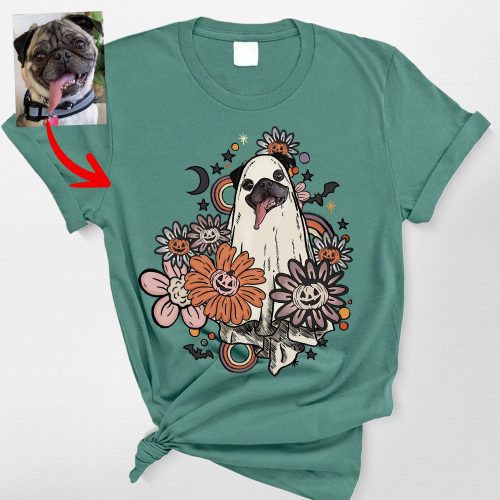 demo 05 - Custom Dog in Ghost Flora Comfort Colors Shirt for Dog Mamas (Copy) - Pawarts