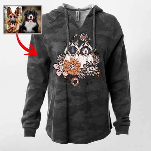 Pawarts | Customized Flora Vintage Dog Ghost Cali Wave Hoodie [Unique Halloween Gift] - Pawarts